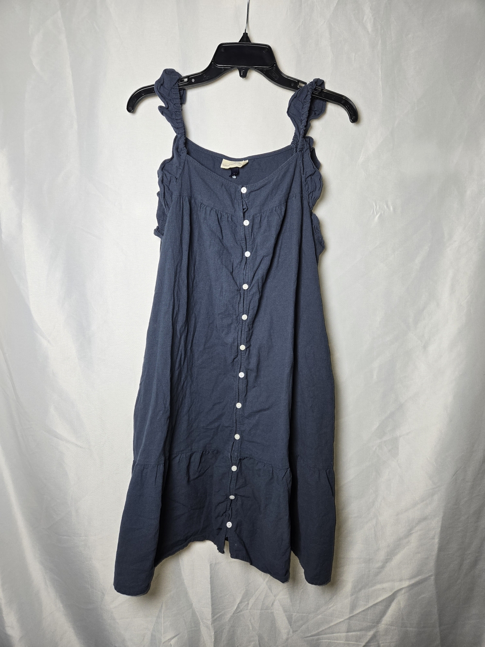 Universal Thread Navy Button-Front Ruffle Strap Midi Dress